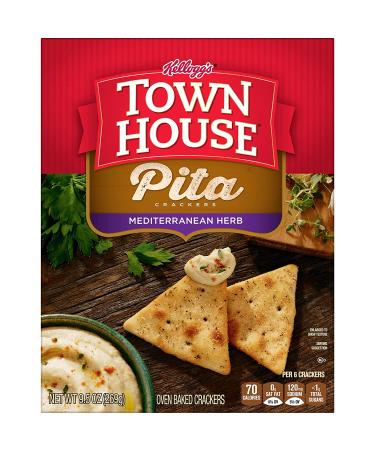 Town House Mediterranean Herb Pita Crackers - 9.5oz Box - Perfect Party Snacks - Buy Online on GoSupps.com