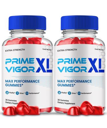 Gold Nutra (2 Pack) Prime Vigor XL Gummies PrimeVigor XL Maximum Strength All Natural Ingredients 2 Months Supply