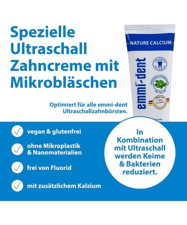 Emmi-Dent Ultrasound Toothpaste Nature Calcium - Extra Calcium for Sensitive Teeth & Gums | Fluoride-Free Vegan Gluten-Free | 3-Pack (3x75ml) - Buy Online on GoSupps.com
