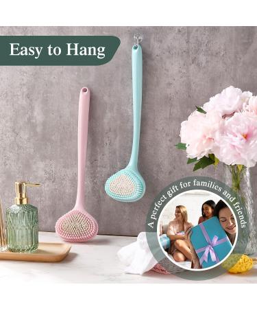 Pinkunn 3 Pcs Long Handle Shower Brush Set - Back Bath Brush Scrubber with Soft Bristles for Wet or Dry Use - 16.9 Inch Shower Brush for Men, Women, Elderly - Buy Online on GoSupps.com