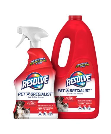 Resolve Pet Specialist Carpet Cleaner, Stain Remover and Odor eliminator trigger and refill, Floor and Upholstery Cleaner, 92 fl oz (32fl oz trigger and 60 fl oz refill bottle) Bundle