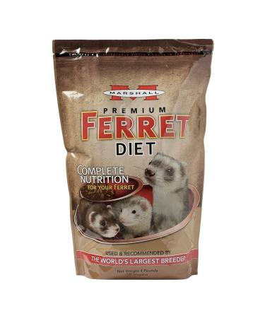 Marshall Pet Products Natural Complete Nutrition Premium Ferret Diet Food with Real Chicken Protein, Highly Digestible 4 Pound (Pack of 1)