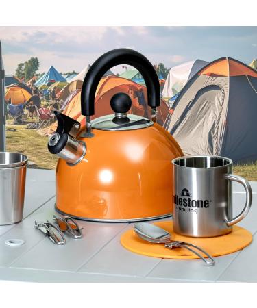 Buy Milestone Camping Whistling Kettle - Stainless Steel Teapot for Indoor & Outdoor Use - Perfect for Camping Hiking & Picnics - Fast International Shipping - Buy Online on GoSupps.com