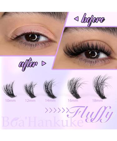 Boahankuke 2 Style Cluster Lashes Extension Kit - D Curl Natural Individual Volume Eyelashes with Bond and Seal Glue - 200PCS 10-18MM - Buy Online on GoSupps.com