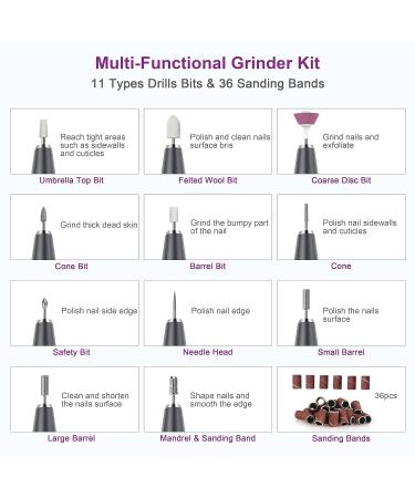 Yafex 11-in-1 Nail Milling Mills for Gel Nails - 20 000 RPM Electric Manicure & Pedicure Set with Professional Cutters - Perfect for Acrylic & Gelails - Buy Online on GoSupps.com