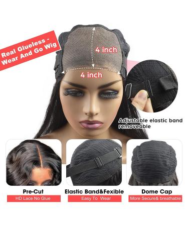Wear And Go 20 Inch Body Wave Lace Front Wig | Pre Cut Glueless Wig with 4x4 Closure | Human Hair Pre Plucked | Beginner Friendly - Buy Online on GoSupps.com