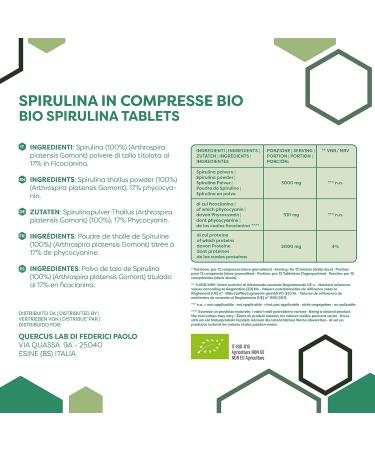 ERBOTECH Spirulina Tablets 100g Pack Approximately 400 Capsules 100% Pure and Vegan Seaweed Energy Source High in Protein Vitamins Magnesium Strengthens the Immune System - Buy Online on GoSupps.com