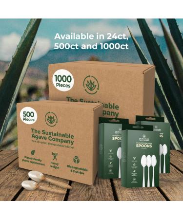 Sustainable Agave Co - Agave Fiber Spoons - Plastic-Free Biodegradable Compostable Plant-Based - Brown Bulk - 500 Count - Buy Online on GoSupps.com