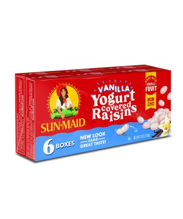 Sun-Maid Yogurt Coated Raisins | Vanilla | 1 Ounce Boxes | 6 Count (Pack of 1) | Whole Natural Dried Fruit | No Artificial Flavors | Non-GMO Vanilla Yogurt 1 Ounce - 6 Count (Pack of 1)