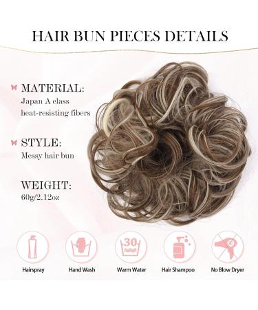 Vlasy Messy Bun Hair Piece F12/613# 60g - Curly Wavy Hair Scrunchies Extension for Women - Synthetic Chignons Accessories - Updo for Girls - Buy Online on GoSupps.com