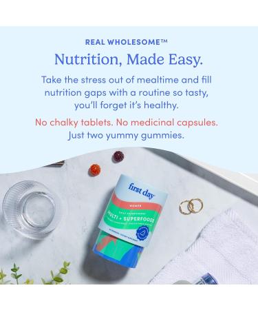 FIRST DAY Multivitamin for Women - Daily Womens Multivitamin Gummies - Vitamin A C D E B12 Magnesium Zinc Biotin Vegan Gluten Free Womens Vitamins - Hair Growth Skin Energy 30 Day Supply 60 Count (Pack of 1) Womens - Buy Online on GoSupps.com