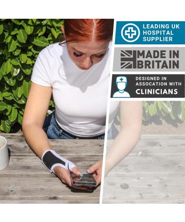 Solace Bracing Thumb Support Max - British Made NHS Splint for CMC Pain, Arthritis, Tendonitis - Black/White S - Left Hand - Buy Online on GoSupps.com