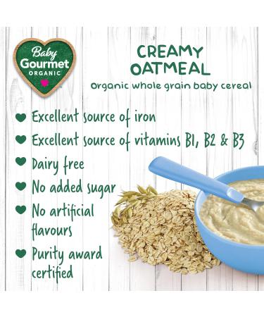 Baby Gourmet Organic Cereal - Creamy Oatmeal - Resealable Bag - No Added Sugar or Salt Plant-Based Nutrition Non GMO BPA-free Packaging Kosher - (227g) 6-Pack Creamy Oatmeal 1.36 kg (Pack of 1) - Buy Online on GoSupps.com