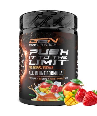 Push it to the Limit - Pr -entra nement avec L-arginine + citrulline + L-tyrosine + L-th anine + L-carnitine + AAKG + taurine + rhodiola rosea + caf ine - Hautement dos - 360 g - Mangue Fraise
