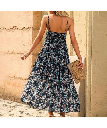 Summer New Thin Shoulder Strap Gathered Frilly Floral Print Dress Long Sleeve Dresses for Plus Size Women Black XX-Large - Buy Online on GoSupps.com