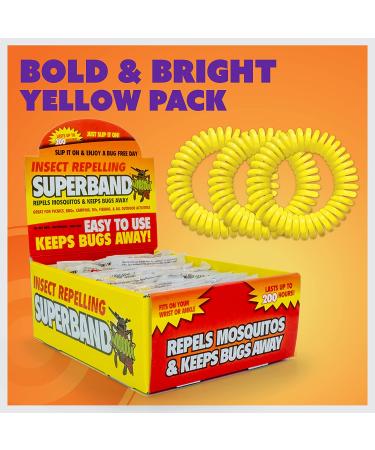 Superband Mosquito Repellent Bracelets - Pack of 50, Deet-Free, Long-Lasting Waterproof Bug Repellent Bands for Adults & Kids - Yellow - Buy Online on GoSupps.com