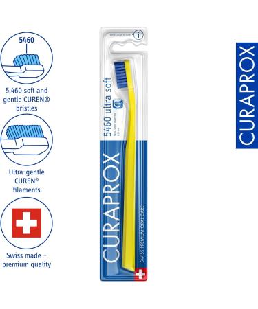 Curaprox Toothbrush CS 5460 Ultra Soft - Eco-Friendly Manual Toothbrush for Adults with 5460 CUREN Bristles - Yellow-Blue - Buy Online on GoSupps.com