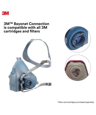 3M 7502 Reusable Respirator Half Facepiece - Medium Size | Compatible with Bayonet Cartridges/Filters for Gases, Vapors, and Dust - Buy Online on GoSupps.com