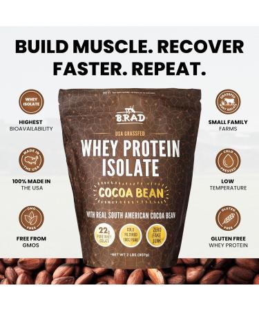 B.rad Grass Fed Whey Protein Isolate | Ultra-Pure All-Natural Clean Ingredients | 2 Pounds | 100% USA Sourced | Cocoa Bean (Chocolate) Cocoa Bean 2 Pound (Pack of 1) - Buy Online on GoSupps.com