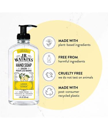 J.R. Watkins Lemon Gel Hand Soap 11 fl oz - 6 Pack | Made in USA, Cruelty-Free | Bathroom & Kitchen Liquid Hand Wash - Buy Online on GoSupps.com