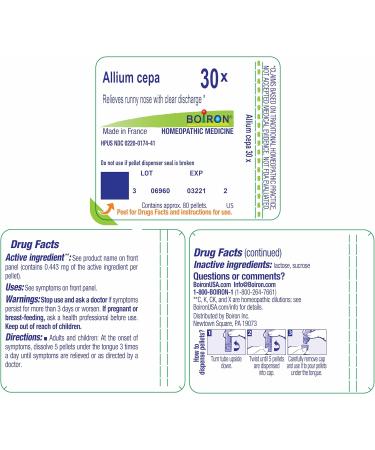 Boiron Allium Cepa 30X MD - 80 Pellets for Runny Nose Relief with Clear Discharge | Buy Internationally - Buy Online on GoSupps.com