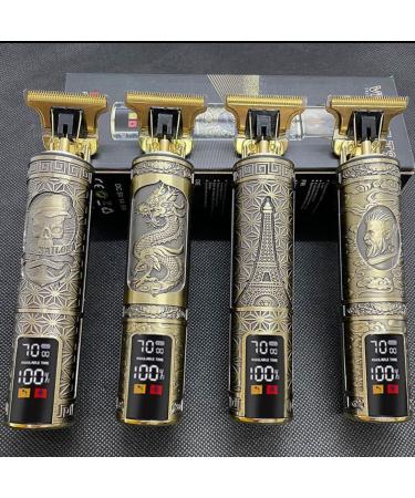 Vintage Beard & Hair Trimmer Set | LCD Display 4 Guide Combs Gold/Black - International Shipping Available - Buy Online on GoSupps.com