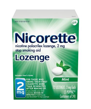 Nicorette Lozenges Stop Smoking Aid Mint 2 mg - 72 ct