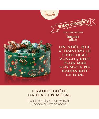 Venchi Grande Bo te de No l en m tal avec assortiment de chocolats et Chocoviar Stracciatella avec Nibs de Cacao et Cr me dition Limit e 400 g Sans Gluten Sans Colorants Id e Cadeau de No l - Buy Online on GoSupps.com