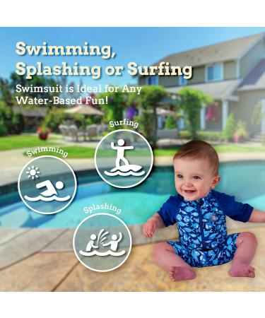 Juicy Bumbles Baby Swimsuit - Short Sleeve One Piece Toddler Swimming Costume - Fish Design - 6 Months to 5 Years - Boys & Girls Swimsuit - Buy Online on GoSupps.com