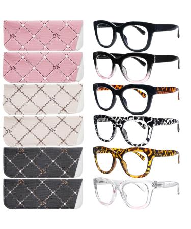 Oprah Style Reading Glasses for Women Blue Light Blocking 6 Pack Computer Readers Fashion Quality Eyeglasses Multicolor C1 3.5 x