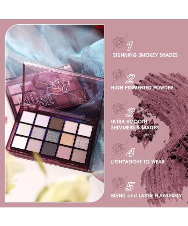 Ucanbe 15-Color Eyeshadow Palette - Bold Matte & Shimmer Shades - Waterproof Makeup - High Color Rendering - Rose - Buy Online on GoSupps.com