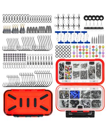 GOANDO Fishing Lures Fishing Gear Tackle Box Fishing Attractantsfor Bass Trout Salmon Fishing Accessories Including Spoon Lures Soft Plastic Worms Crankbait Jigs Fishing Hooks 238 Pcs Fishing Accessories