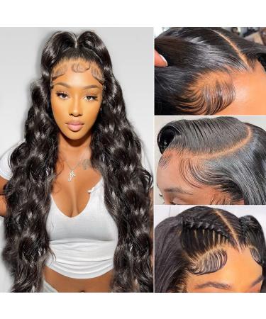 13x6 Lace Front Wigs Human Hair, 24 Inch Hd Transparent Lace Front Wigs Human Hair Pre Plucked, Glueless Body Wave Frontal Wigs Human Hair Hd Lace With Baby Hair, Bleached Knots, Natural Color 24 Inch (Pack of 1) 13x6 HD L…