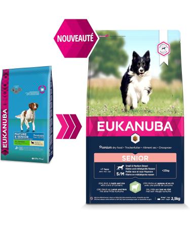Eukanuba Senior Adult Dog Dry Food For Small and Medium Breeds Lamb & Rice 2.5kg - Buy Online on GoSupps.com