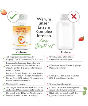 Buy High-Dose Vegan Enzyme Complex - 120 Gastrointestinal Capsules with Bromelain Papain & 19 Active Ingredients - Laboratory Tested - Buy Online on GoSupps.com