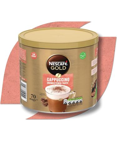 Nescafe Gold Cappuccino Unsweetened Taste Instant Coffee Tin 1 kg & NESCAFE Gold Cappuccino Unsweetened Taste Sachets - 50 x 14.2g - Buy Online on GoSupps.com