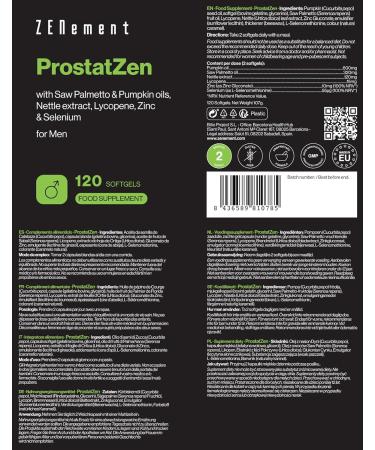 ProstatZen with Palmetto Saw Oils and Squash Nettle Extract Lycopene Zinc and Selenium - Synergic Formula for Male Wellness - 120 Capsules - Zenement - Buy Online on GoSupps.com
