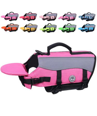 Vivaglory dogs with removable front-wheel drive rescue vest with reflective caps & additional upholstery for swimming & boating Pink XL XL: 78-96cm (chest circumference) Pink