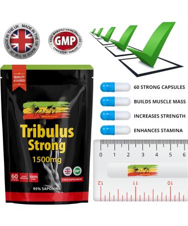 Tribulus Terrestris High Strength Supplement - 95% Saponins Extract Capsules for Muscle Growth - UK Made - Buy Online on GoSupps.com