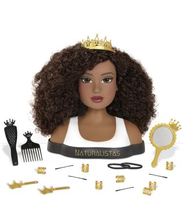 Naturalistas Dayna Deluxe Crown and Curls Fashion Styling Head, 3C Textured Hair, 19 Accessories, Designed and Developed by Purpose Toys Dayna Deluxe Styling Head