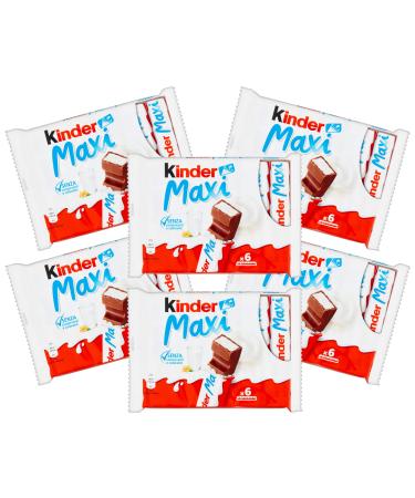 CAIYA Kinder Maxi Bars Covered with Fine Milk Chocolate and Milk Filling 6 Bars 126g 6 Packs