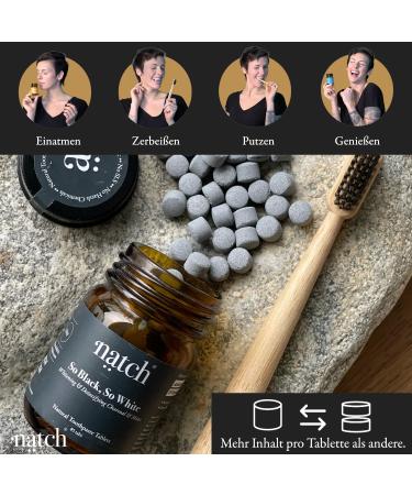 NATCH Fluoride-Free Tooth Cleaning Tablets - 85 Activated Carbon Vegan Toothpaste Tablets for Whiter Teeth - Eco-Friendly & Plastic-Free - Buy Online on GoSupps.com
