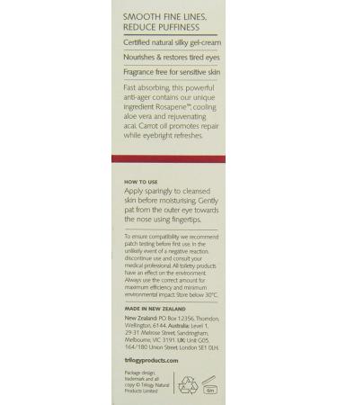 Trilogy Eye Contour Cream 0.67 fl oz - Reduce Dark Circles & Puffiness - Buy Online on GoSupps.com