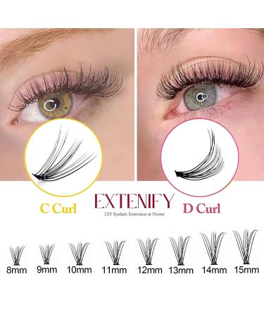 EXTENIFY Eyelash Individual Lashes DIY Kit 0.07mm 10|20 Roots 240 Clusters C Curl 8-14mm - Natural False Eyelash Extension for Home Use - Buy Online on GoSupps.com