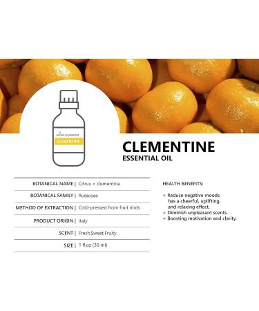 Clementine Essential Oil 1 oz - 100% Natural Therapeutic Grade - Premium Quality from Italy | Immunity Booster & Mood Lifter - Buy Online on GoSupps.com