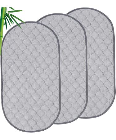 Nicoone Waterproof Changing Mat Liners Quilted 3PCS Bamboo Terry Surface Diaper Changing Pad Liner Washable Reusable Diaper Changing Liners for Home Outdoor Travel Grey - Oval