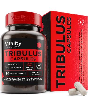 Vitality Bioresearch      * Tribulus Terrestris for Men Supplements 1100mg with Zinc Glycinate, Supports Hormone Levels and Increase Stamina, 60 Tribulus Terrestris Capsules