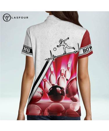 LASFOUR Custom Pink 3D Heartbeat Bowling Shirts for Women - Buy Online on GoSupps.com