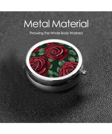 Red Rose Round Pill Box - 3 Compartment Mini Organizer for Travel & Vitamins | Portable Decorative Pill Case - Buy Online on GoSupps.com