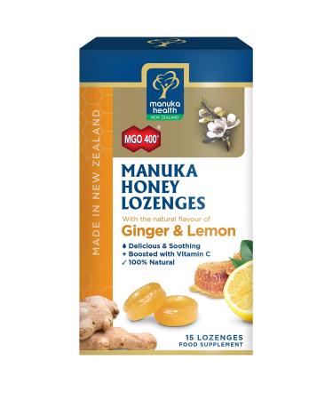 Manuka Health MGO400 Plus Manuka Honey Lozenges with Ginger and Lemon - Buy Online on GoSupps.com